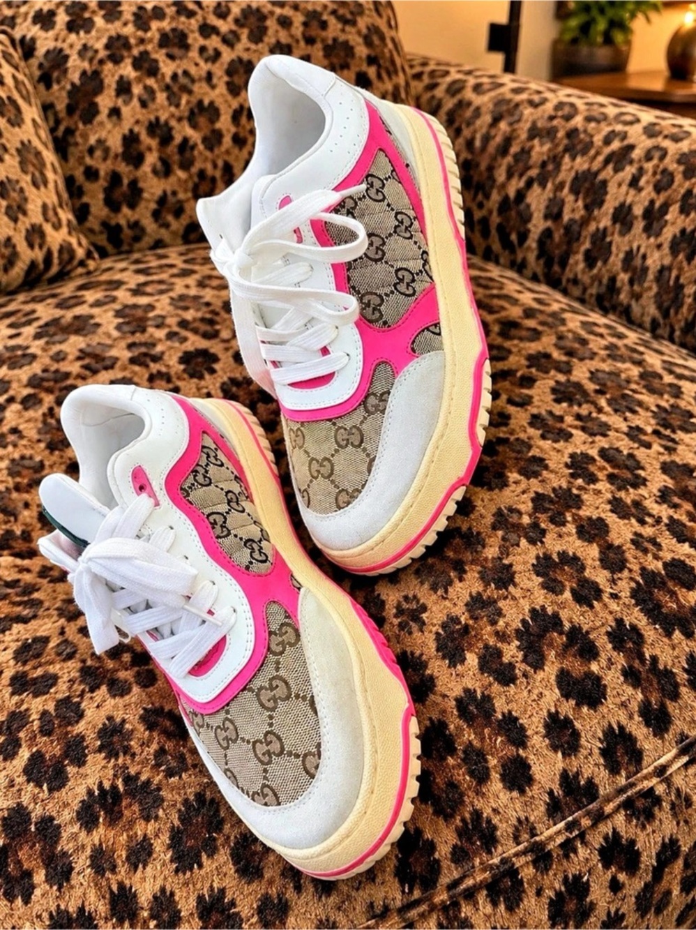 Gucci Women's Gucci Re-Web Sneaker Re-Web Sneaker Pink & White